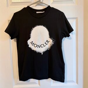 Moncler Women’s Black T-Shirt with White Logo